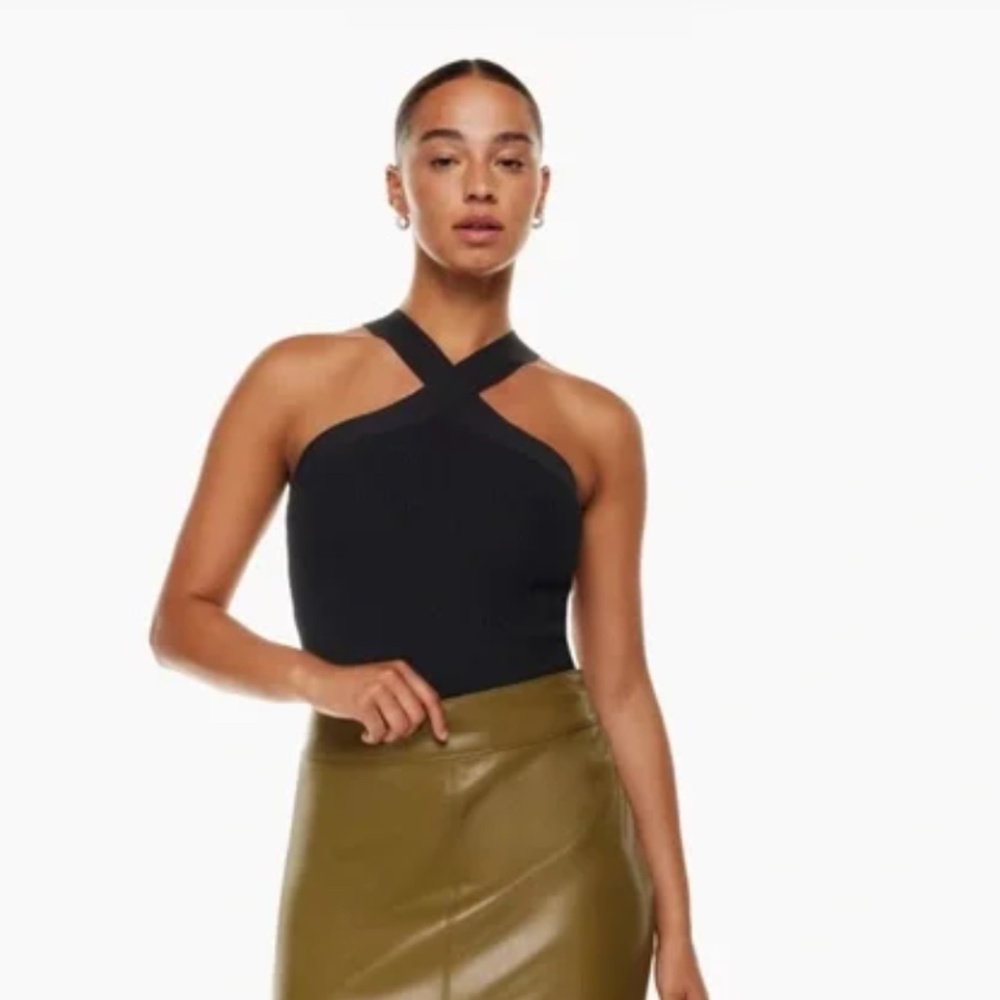 Aritzia Black Cross-Front Tank Top